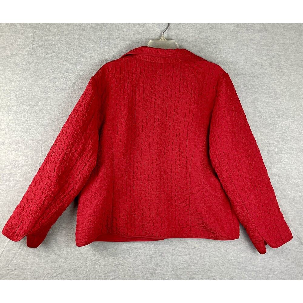 Chico's 3 (US XL 16) Red Jacket Long Sleeve Open Front Pockets Textured Lined - Picture 6 of 11